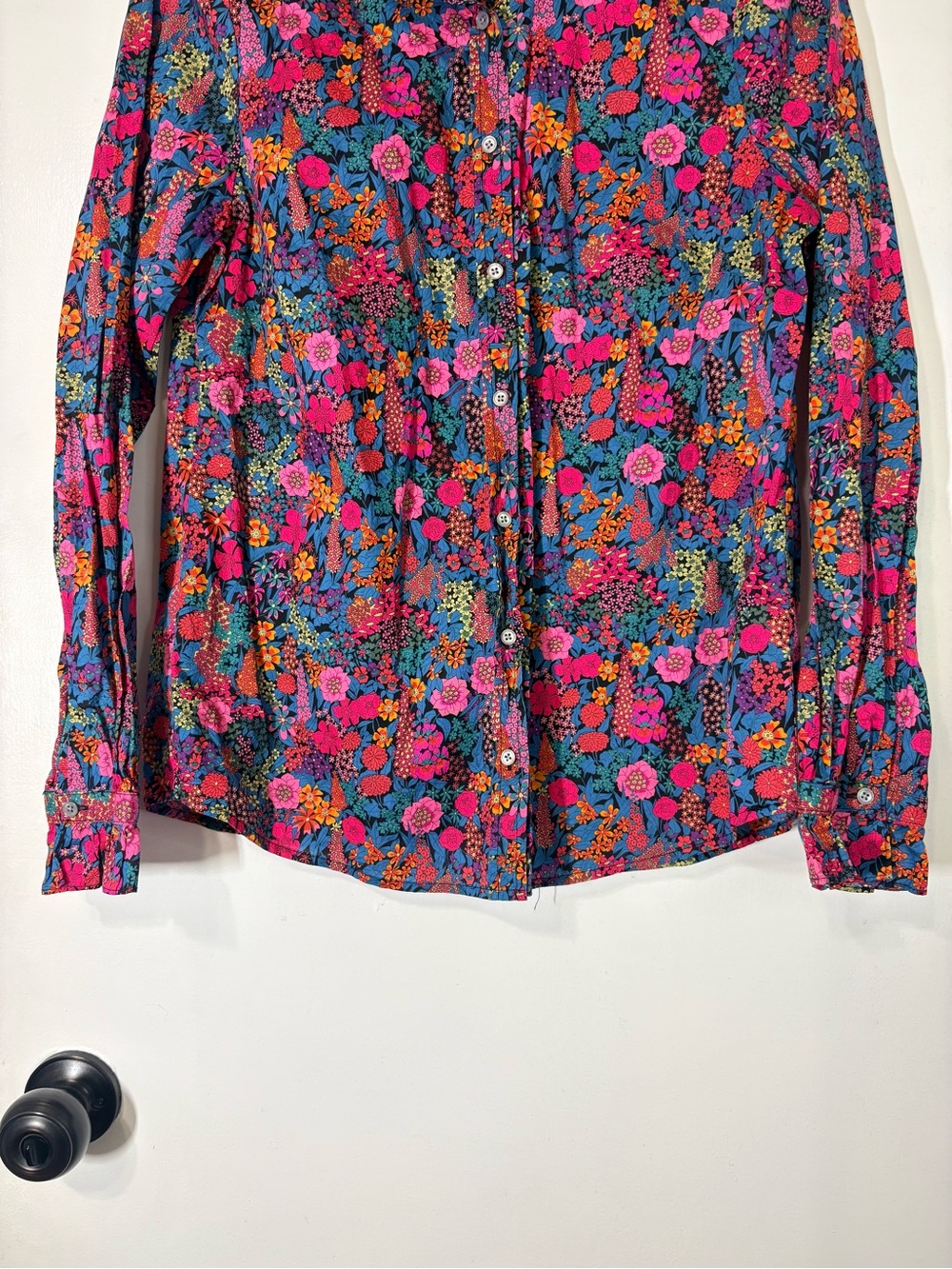 J.Crew Liberty London Ciara Floral Print Button Down Ruffle Collar Top Sz M - Picture 4 of 12